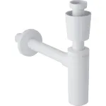 Sifón con tubo de inmersión Geberit para lavabos, con plafón de válvula, desagüe horizontal: d=32mm, G=1 1/4″, Blanco alpino