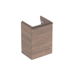 Mueble bajo Geberit serie Smyle Square para lavamanos, con una puerta: 44.2x61.7x35.6cm, Nogal hickory, Ancho de lavabo=45cm, Puerta=Lado de fijación a la derecha