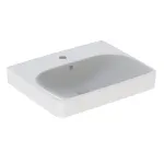 Lavabo serie Geberit Smyle Square: 55x44cm, Toma de grifo=Centro, Rebosadero=Visible, Blanco