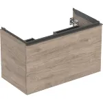 Mueble bajo Geberit serie Acanto para lavabo, con un cajón y un cajón interior: Cuerpo y frontal: nogal hickory/melamina