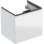 Mueble bajo Geberit serie Acanto para lavabo, con un cajón y un cajón interior: Cuerpo: blanco/cubierto alto brillo