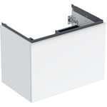 Mueble bajo Geberit serie Acanto para lavabo, con un cajón y un cajón interior: Cuerpo y frontal: blanco/cubierto de alto brillo