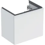 Mueble bajo Geberit Acanto para lavabo, con un cajón y un cajón interior, compacto: Ancho de lavabo=60cm, Cuerpo y frontal: blanco/cubierto mate, Tirador: blanco/con pintura polvo al horno mate
