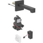 Grifo electrónico para lavabos Geberit Brenta, montaje mural, servicio de red, para caja funcional empotrada: Negro mate / Con revestimiento de limpieza fácil, L=17cm, Mezclador=Con mezclador