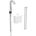 Grifo electrónico para lavabos Geberit Piave, montaje de encimera, servicio a batería, con caja funcional vista: Acabado de acero inoxidable / Cepillado, con revestimiento fácil de limpiar, Mezclador=Con mezclador