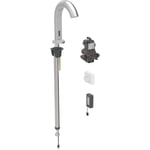 Grifo electrónico para lavabos Geberit Piave, montaje de encimera, servicio a batería, para caja funcional empotrada: Acabado de acero inoxidable / Cepillado, con revestimiento fácil de limpiar, Mezclador=Sin mezclador