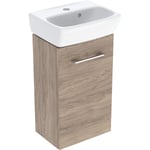Lavabo con armario, una puerta, serie Selnova Square de Geberit.  36x65.2x28cm, Nogal hickory