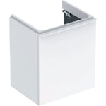 Mueble bajo Geberit serie Smyle Square para lavabo, con una puerta: 53.6x61.7x43.3cm, Blanco, Ancho de lavabo=55cm, Puerta=Lado de fijación a la derecha