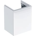 Mueble bajo Geberit serie Smyle Square para lavamanos, con una puerta: 49.2x61.7x40.6cm, Blanco, Ancho de lavabo=50cm, Puerta=Lado de fijación a la derecha