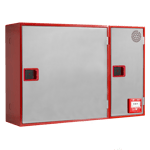 Conjunto horizontal compuesto por 2 módulos en rojo con puerta ciega inoxidable, referencia CR3X18H2 de Cofem