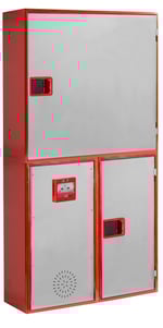 Conjunto vertical compuesto por 3 módulos en rojo puerta semiciega inoxidable, referencia CR3X18V3 de Cofem