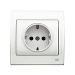 Base enchufe 2P + TT segur. lat. blanco, serie Iris