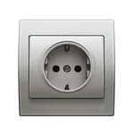 Base enchufe 2P + TT segur. lat. aluminio Mercurio, serie Iris