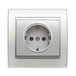 Base enchufe 2P + TT segur. lat. blanco Satín, serie Mega