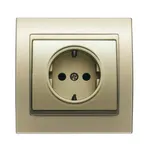 Base enchufe 2P + TT segur. lat. dorado Malta, serie Mega