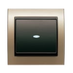 Conmutador simple con visor bronce Niebla Cosso, serie Mega