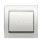 Conmutador simple con visor blanco Perla Mabe, serie Mega