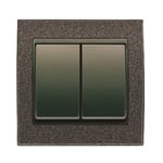 Conmutador doble marrón Mocca, serie Mega