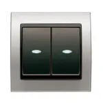 Conmutador doble con visor aluminio, serie Mega
