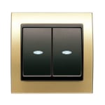 Interruptor doble persianas dorado Malta Cosso, serie Mega