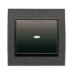 Conmutador simple con visor negro Ébano, serie Mega