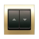 Interruptor doble persianas dorado, serie Mega