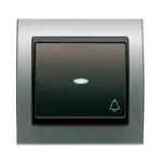 Pulsador timbre con visor aluminio Fusión Cosso, serie Mega