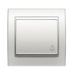 Pulsador timbre blanco Satín, serie Mega