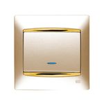 Interruptor unipolar con visor dorado Perlado, serie Coral
