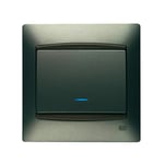 Interruptor unipolar con visor gris Lava, serie Coral