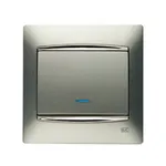 Interruptor unipolar con visor gris Sombra, serie Coral