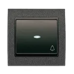 Pulsador timbre con visor negro Ébano, serie Mega