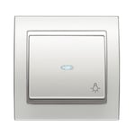 Pulsador luz con visor blanco Satín, serie Mega