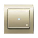 Pulsador luz con visor dorado Malta, serie Mega