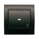 Pulsador luz con visor marrón Samoa, serie Mega