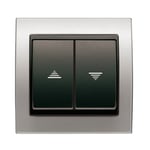 Pulsador doble persianas con enclav. eléc. aluminio, serie Mega