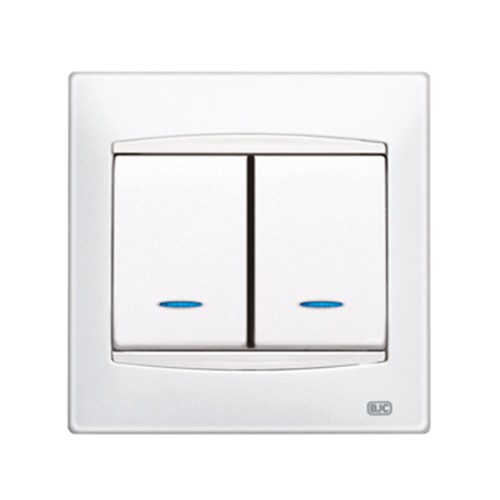 Interruptor doble con visor blanco, serie Coral