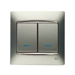 Interruptor doble con visor gris Sombra, serie Coral