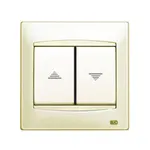 Interruptor doble persianas beige, serie Coral