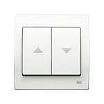 Pulsador doble persianas con enclav. eléc. blanco, serie Iris estanca IP44