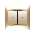 Interruptor doble persianas dorado Perlado, serie Coral