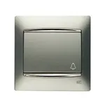 Pulsador timbre gris Sombra, serie Coral