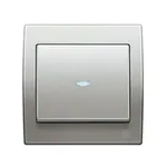 Conmutador simple con visor aluminio Mercurio, serie Iris