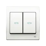 Conmutador doble con visor blanco, serie Iris