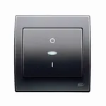 Interruptor bipolar con visor acero Neptuno, serie Iris