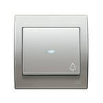 Pulsador timbre con visor aluminio Mercurio, serie Iris