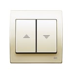 Pulsador doble persianas con enclav. eléc. beige, serie Iris