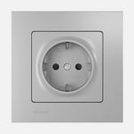 Conj. Toma schuko 2P + T emborne rápido sin garras, Aluminio Metalizado / Aluminio Metalizado, serie Miro