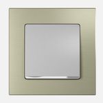 Conj. Conmutador simple Amarillo oxido / Blanco polar, serie Miro Aluminio Puro