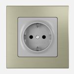 Conj. Toma schuko 2P + T emborne rápido sin garras, Amarillo oxido / Blanco polar, serie Miro Aluminio Puro